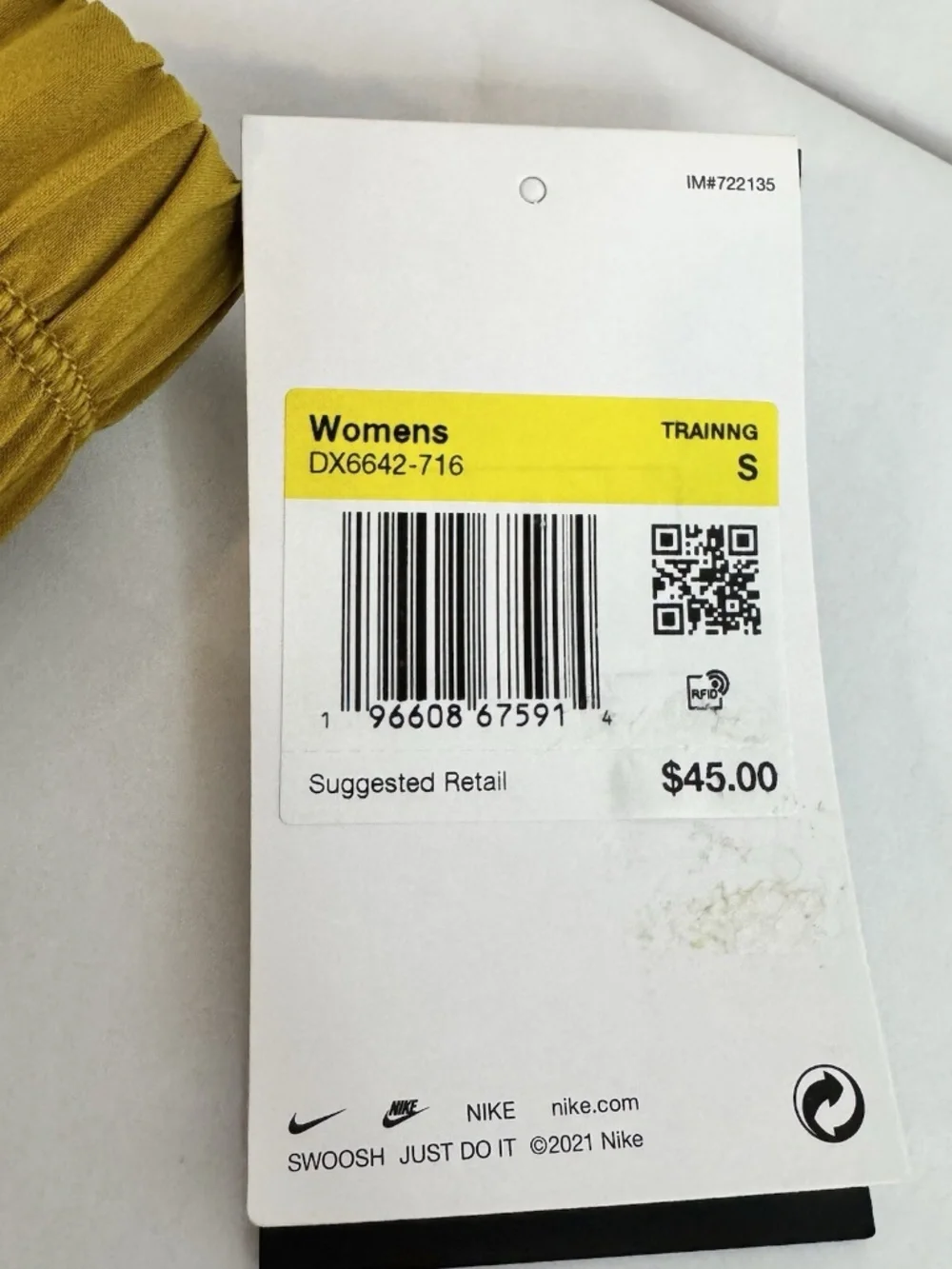Nike Dri-Fit Women's Size S Mustard Ultra High-Waisted 3